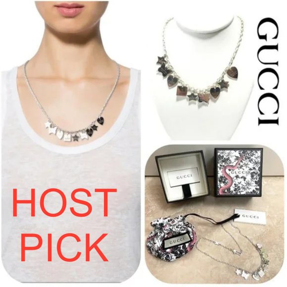 Auc Gucci New Sterling Silver * Trademark Signature Charm Necklace - Picture 1 of 11